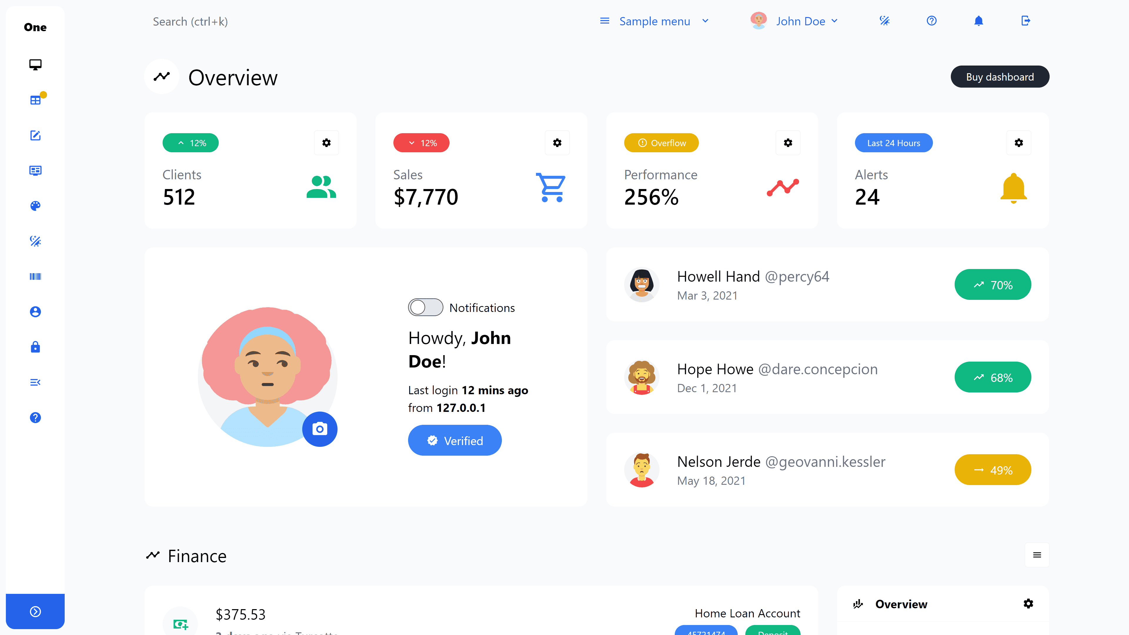 Admin One - Vue.js 3 Tailwind 4 dashboard template with dark mode